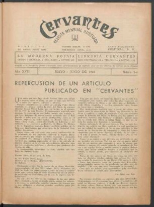 Repercusión de un artículo publicado en "Cervantes"