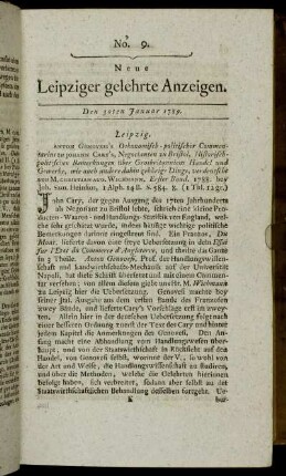 No. 9. Den 30ten Januar 1789.
