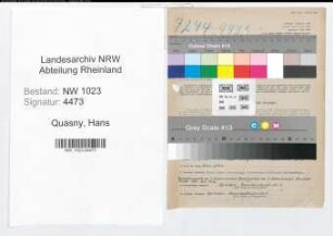 Entnazifizierung Hans Quasny , geb. 02.02.1893 ()