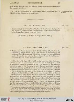 Regulations A.D. 1796