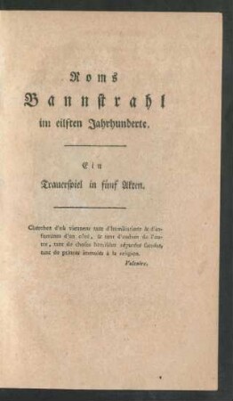 Roms Bannstrahl im eilften Jahrhunderte : [Ein Trauerspiel in fünf Akten]