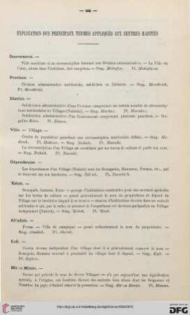 XX Explication des principaux termes appliqués aux centres habités