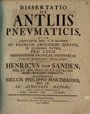 Dissertatio De Antliis Pnevmaticis