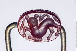 Etruskischer Skarabäus: Löwe oder Panther (Kopf von vorn) nach rechts