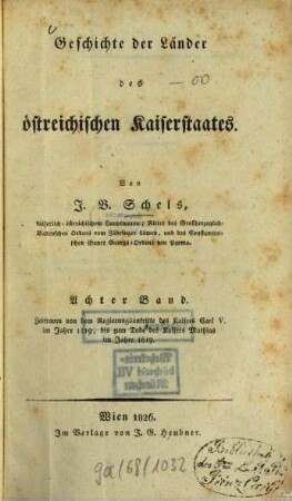 Geschichte der Länder des östreichischen Kaiserstaates, 8