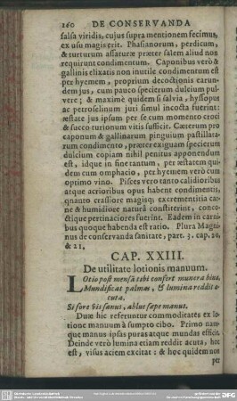 Cap. XXIII. De utilitate lotionis manuum