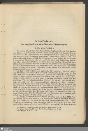 I. Das Postwesen im Vogtland vor dem Bau der Eisenbahnen