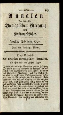 Zwei und funfzigste Woche