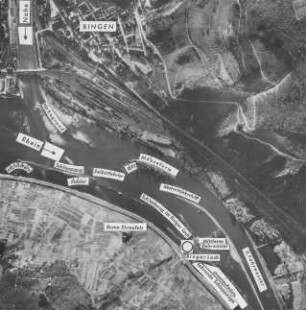 Niedrigwasser des Rheins bei Bingen
