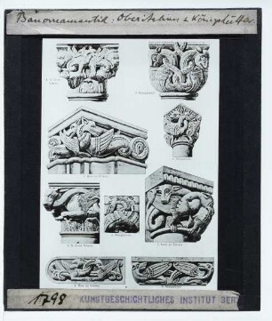Ferrara, San Giorgio Kathedrale,Verona, Dom,Verona, S. Zeno,Königslutter, St. Peter u. Paul : Kapitelle, Bestienkapitelle, verschlungene Basilisken