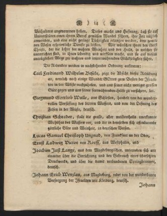 Die Redenden werden in nachstehender Ordnung auftreten: