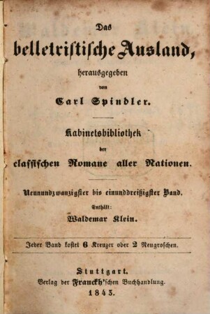 Waldemar Klein : schwedische Original-Novelle
