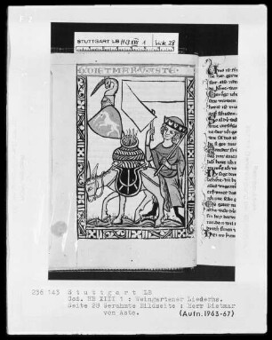 Weingartner Liederhandschrift — Herr Dietmar von Aste, Folio 28recto