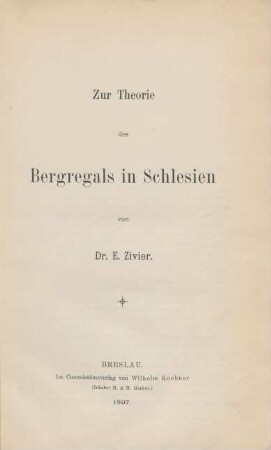 Zur Theorie des Bergregals in Schlesien