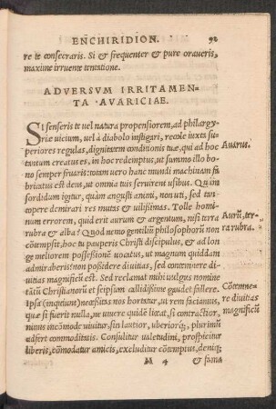 Adversum Irritamenta Avariciae.