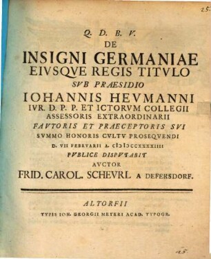 De insigni Germaniae, eiusque regis titulo