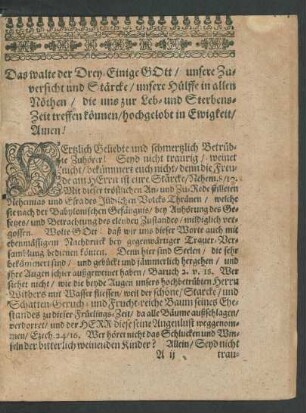 Das walte der Drey-Einige Gott/ [...]