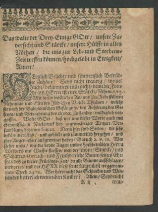 Das walte der Drey-Einige Gott/ [...]