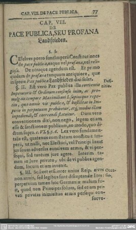 Cap. VIII. De Pace Publica, Seu Profana Landfrieden