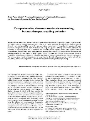 Comprehension demands modulate re-reading, but not first-pass reading behavior