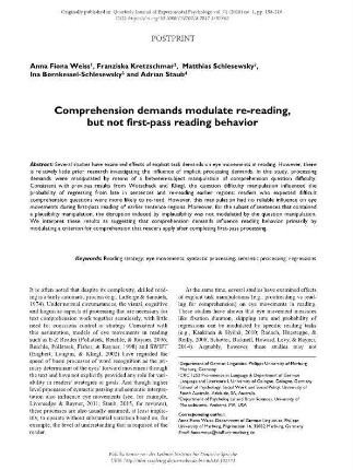 Comprehension demands modulate re-reading, but not first-pass reading behavior