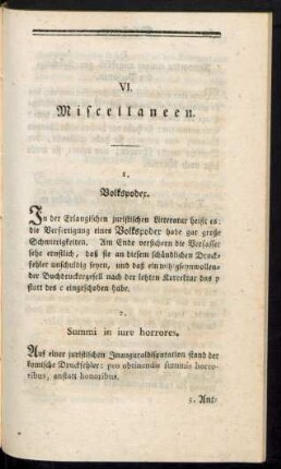 VI. Miscellaneen.