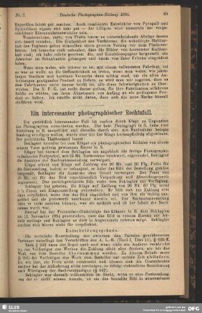 Ein interessanter photographischer Rechtsfall