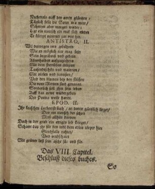 Das VIII. Capitel. Beschluß dieses buches