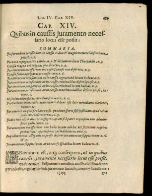 Cap. XIV. Quibus in caussis iuramento necessario locus esse possit?