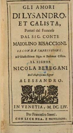 Gli amori di Lysandro et Calisto