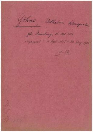 Göhns, Wilhelm; Schauspieler; ausgesch.: 1905