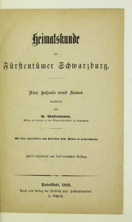 Heimatskunde der Fürstentümer Schwarzburg