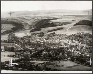 Plaue. Blick von der Schutzhütte auf Plaue und das Tal der Wilden Gera