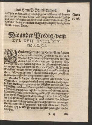 Die ander Predig/ vom XVI. XVII. XVIII. XIX. und XX. Jar.