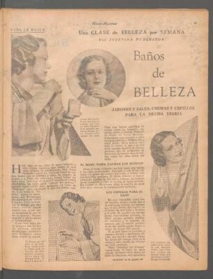 Baños de belleza : Una clase de belleza por semana