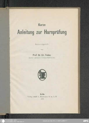Kurze Anleitung zur Harnprüfung