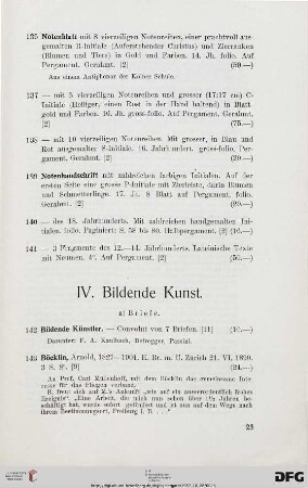 IV. Bildende Kunst (Nr. 142-218)