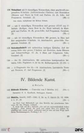 IV. Bildende Kunst (Nr. 142-218)