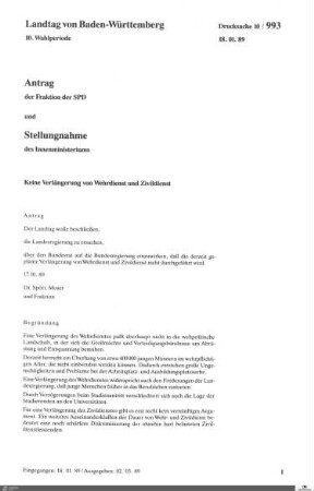 Antrag der SPD: Keine Verlängerung von Wehrdienst und Zivildienst