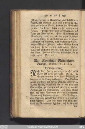 Am Sonntage Reminiscere. Evangel. Matth. 15, 21 - 28.
