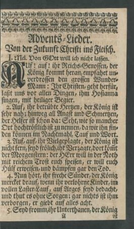 Advents-Lieder. Von der Zukunft Christi ins Fleisch