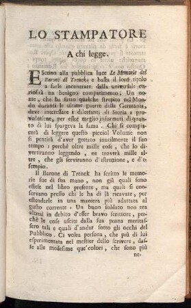 Lo Stampatore A chi legge