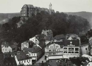 Greiz, Oberes Schloss : Greiz. Oberes Schloss und Teilansicht der Stadt