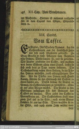 XIII. Capitel. Vom Caffee