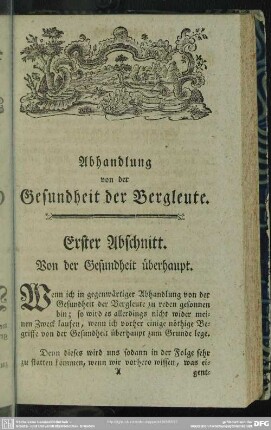 Erster Abschnitt. Von der Gesundheit überhaupt