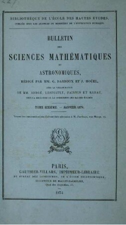 6: Bulletin des sciences mathématiques et astronomiques
