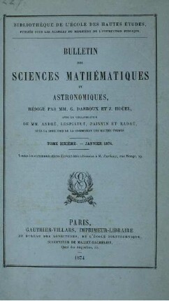 6: Bulletin des sciences mathématiques et astronomiques