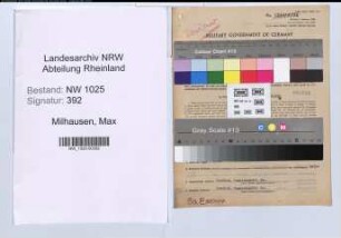 Entnazifizierung Max Milhausen , geb. 28.08.1891 (Ingenieur)
