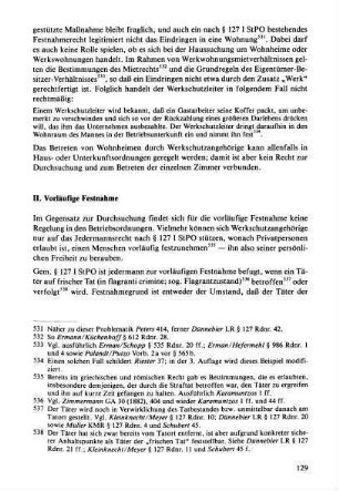 II. Vorläufige Festnahme
