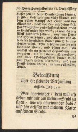 Betrachtung über die siebende Verheissung. Offenb. Joh. 3,21.